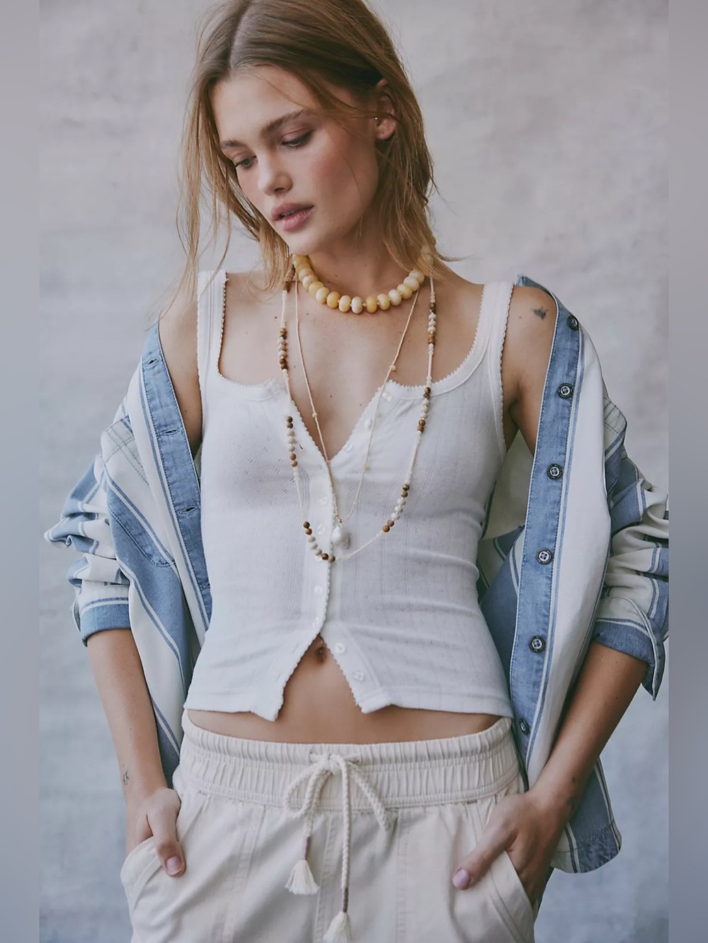 NWT FREE PEOPLE INTIMATELY End Game Pointelle Tank | Sugar Swizzle $38 CURRENT